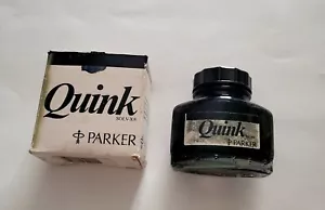 Vintage Antique Quink Solv-X Black Ink Glass Bottle Parker Original Box Ink Pens - Picture 1 of 12