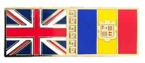 NEW DESIGN GB Union Jack UK & Andorra Friendship Flags Enamel Lapel Pin Badge - Picture 1 of 5