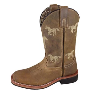 SMOKY MOUNTAIN BOOTS Children's Rancher Square Toe Leather Western Boots, Sizes - Picture 1 of 7
