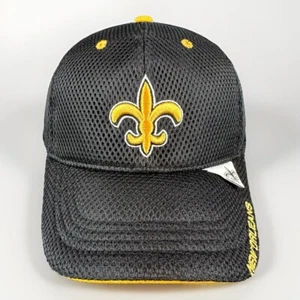 New Orleans Saints Hat Black & Gold Adjustable Strap Football Cap NFL Mesh - Picture 1 of 13