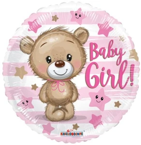 Dos globos de aluminio Gellibean Bear de 9" para bebé niña - solo relleno de aire - Imagen 1 de 1