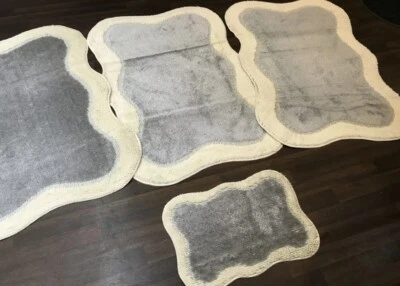ROMANY WASHABLES TRAVELLERS 4 MATS NON SLIP NEW DESIGN SUPER THICK CREAM/SILVER