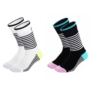 2Pairs Road Cycling Socks Bicycle Riding Bike Sports Ankle Socks White Black  XC - Picture 1 of 7