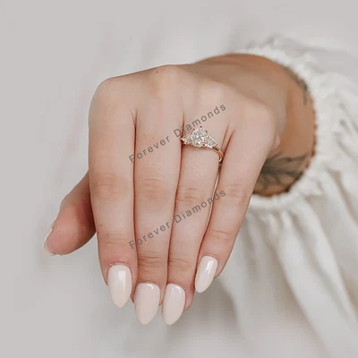  Oval Cut Diamond Wedding Ring IGI 2.70 Ct Lab Created 14k Yellow GoldE F VS - Image 1 of 4