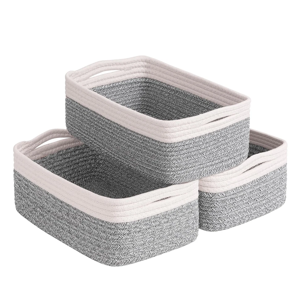 Contenedores de almacenamiento, cestas para estantes, cesta de cuerda de algodón para organización, cierre... Foto 1 de 1