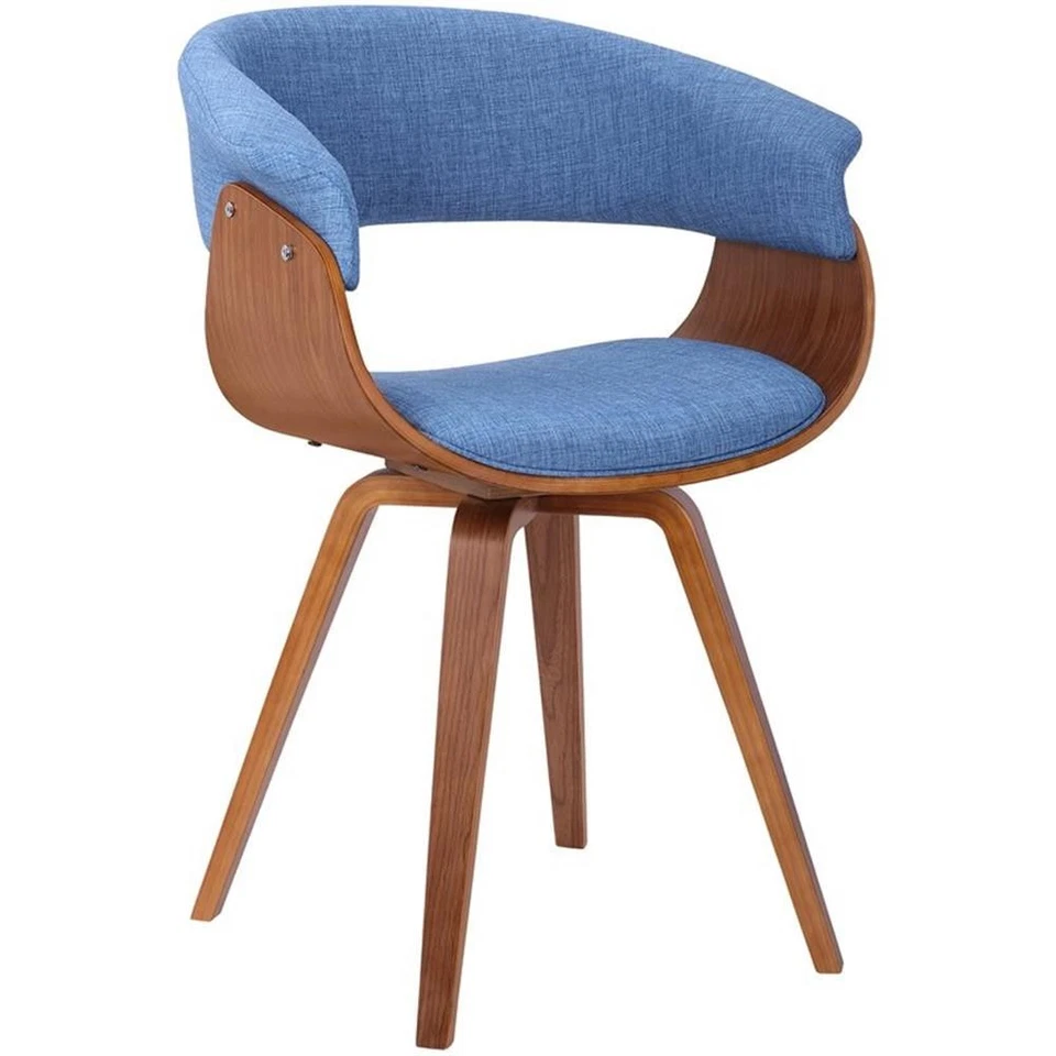 Silla moderna de verano Armen Living de tela y madera en azul/nogal Foto 1 de 4