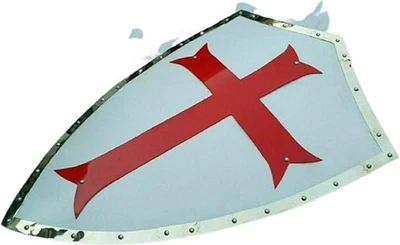 Caballero Medieval Cruz Calentador Escudo Batalla Guerrero Escudo Calibre 18 Acero- Templa Foto 1 de 4