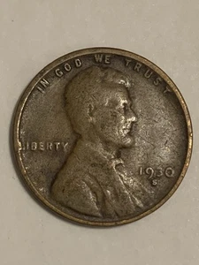 1930-S Lincoln Wheat Penny Münze. - Bild 1 von 2