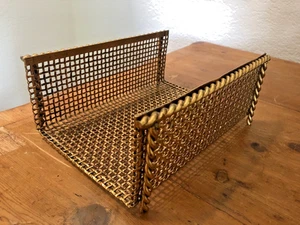 Mid Century Hollywood Regency Guest Towel Holder Gold Tone Metal Rope 8x9x3 - Picture 1 of 5