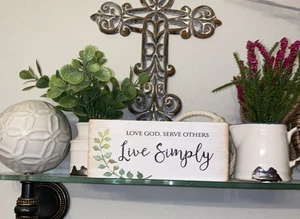 Ganz Live Simply Love God Serve Others Wood Block Decor 6”x2.5” Rectangle NWT - Picture 1 of 6