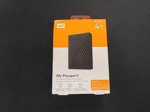 NEW Western Digital WD Portable My Passport 4TB External HDD WDBPKJ0040BBK-WEMM - Photo 1/6