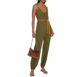 ZIMMERMANN Belted Crinkled Ramie and Cotton Blend Jumpsuit Size 8 - Picture 1 of 11