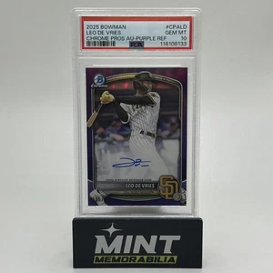 2025 Bowman Leo De Vries Auto /250 PSA 10 Purple - Picture 1 of 5