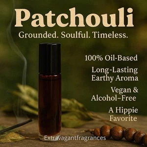 Natural Patchouli Perfume Oil 1/3 oz (10ml) Roll-on Buy 2 Get 1 Free - Picture 1 of 2