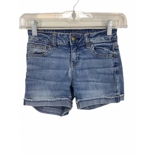 Justice Girl's Medium Wash Blue Denim Jean Shorts Kid's Youth Size 8 - Picture 1 of 4
