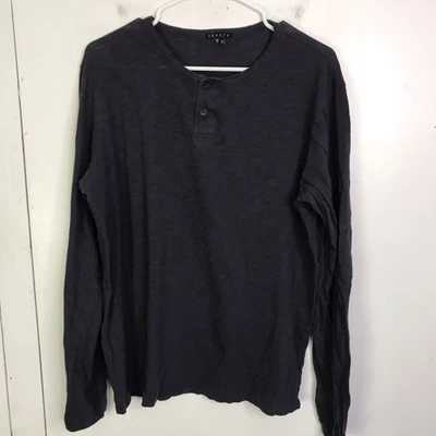 Camisa Theory Para Hombre Talla Grande Gaskell Slub Algodón Henley Manga Larga Carbón Foto 1 de 4