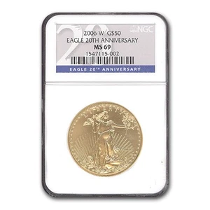 2006-W 1 oz Burnished Gold Eagle MS-69 NGC (20th Anniversary) - Picture 1 of 3