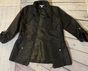 Giacca donna Laura Ashley stampa animalier full zip marrone nero piccola leggera - Foto 1 di 15