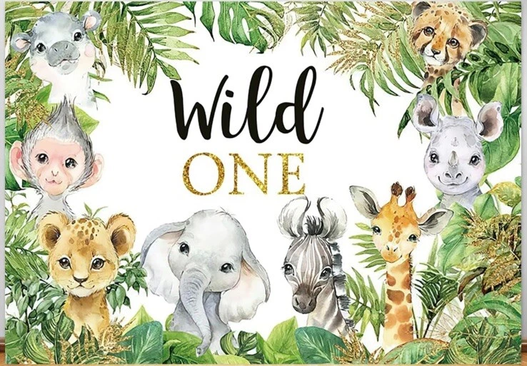Фон для сафари Wild One животные джунглей 1-й день рождения фотография фон 6x3 - Изображение 1 из 1