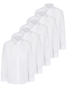 Girls School 5 Pack Long Sleeve Shirts Blouse - White Age 3 to 16 Uniform - Picture 1 of 1