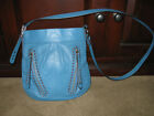 B. Makowsky Turquoise Blue Studded Leather Crossbody Bag
