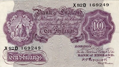 Billete Gran Bretaña 10 chelines 1940 P366a Foto 1 de 2
