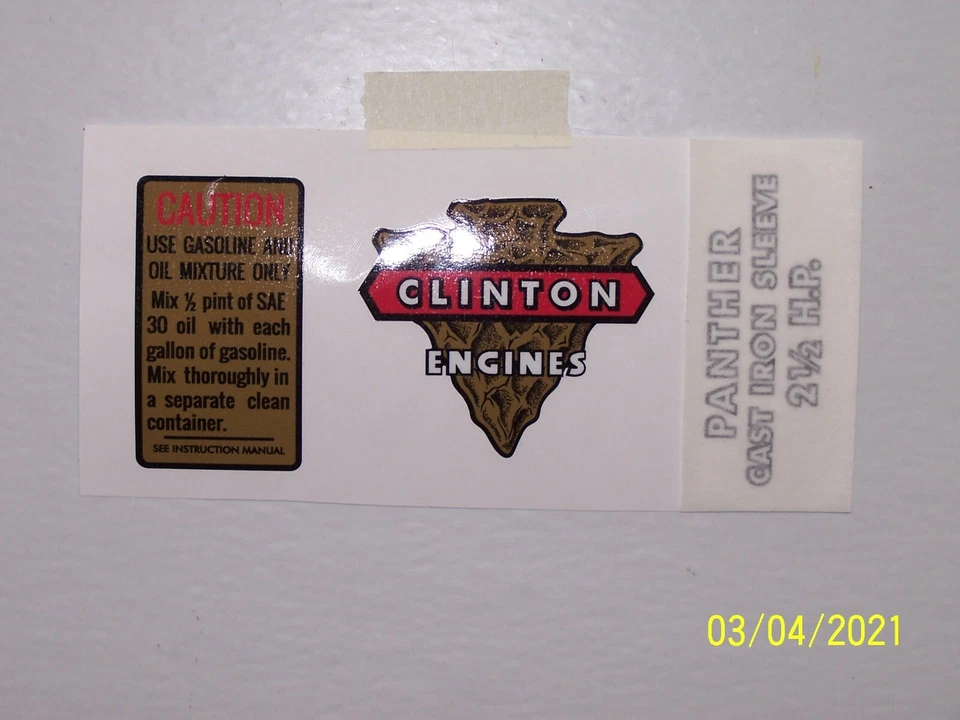 Clinton Panther A400 - A480 - A490 2 1/2 H. P. Engine Decal Set - Image 1 of 1