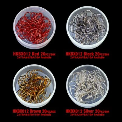 20pc Fishing Hooks Lot with Box 2/4/6/8/10# Fishhook High Carbon Steel Tackle - Image 1 of 4