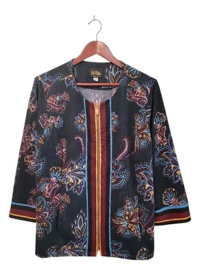 Bob Mackie Wearable Art Sweater Cardigan Womens XL Floral Festive Colorful - Изображение 1 из 4