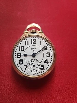 Vintage Antique Elgin 21 Jewel Pocket Watch, 1940's newly serviced and working - Image 1 of 3