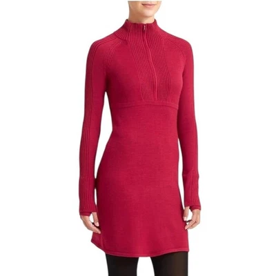 Athleta платье женщин XL красный бордовый молнии шеи шерстяная смесь Olympia свитер платье - Изображение 1 из 4