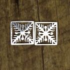 Hawaiian Genuine 925K Sterling Silver Square Quilt Cut Post Earrings # Se41002