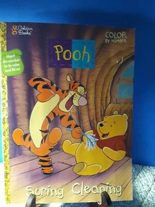 Vintage Pooh Color by Number Spring Cleaning by Golden Book RARE 1998 - Picture 1 of 3