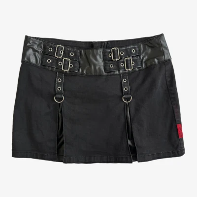 Minifalda TRIPP NYC Vintage Y2K Negra Detalle Bondage Plisada Elastizada Foto 1 de 4