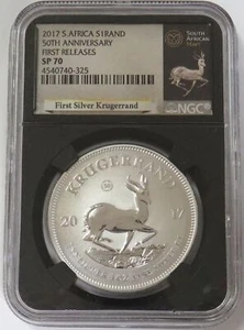 2017 SILVER SOUTH AFRICA KRUGERANND ANNIVERSARY NGC SP 70 FIRST RELEASES - Picture 1 of 2