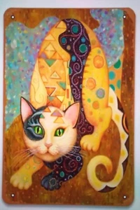 RETRO - ARTISTIC CAT NOVELTY - TIN SIGN 30x20cm New Funky Fun Gift Item - Picture 1 of 2