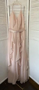 Vestido de Dama de Honor Blanco por Vera Wang Talla 10 Largo Rubor Rosa Halter Nuevo con Etiquetas Formal - Imagen 1 de 16