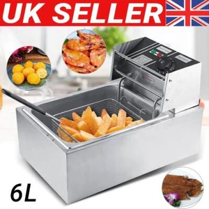 6L Electric Deep Fryer Single Tank Commercial Stainless Steel Fat Chip w/ Basket - Picture 1 of 13