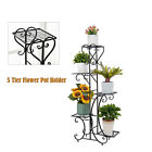 5 Tier Metal Flower Pot Holder Anti Rust Plant Stand Shelf Rack Garden Display 