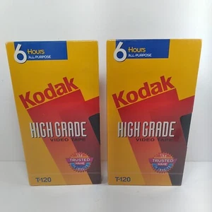 Pair Kodak T-120 High Grade Video Tape 6 Hours VHD New Sealed - Picture 1 of 4