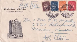 USA ADVERTISING COVER FOR HOTEL DIXIE IN NYC SENT FROM PORTUGAL - Picture 1 of 2