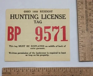 1956 OHIO RESIDENT - LICENZA DI CACCIA e TRAPPOLA - inserzione #7116 - Foto 1 di 6