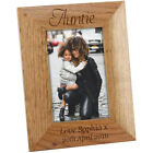 Personalised Auntie Wooden Oak Portrait Photo Frame, Engraved Gift