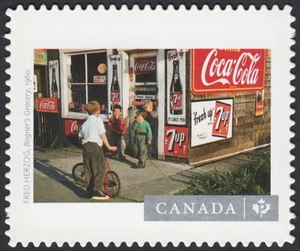 DIE CUT= RETRO GROCERY STORE = COCA COLA SIGN = BK st Canada 2014 #2758i MNH - Picture 1 of 1