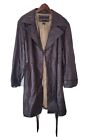Centigrade Leather Tench Coat Womens 1X Brown Long Sleeve Waist Belted