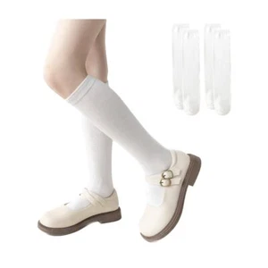 2 Pairs Girls Knee High Socks School Uniform Socks Long Socks for Girls Seaml... - Picture 1 of 5