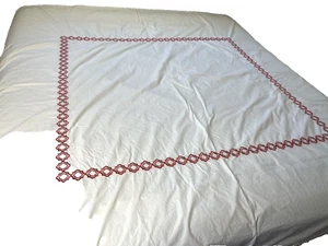 Pottery Barn Grand Lit Embroidered Full/Queen Duvet Cover White & Orange 100%Ctn - Picture 1 of 14
