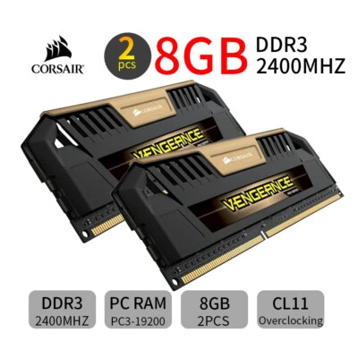 Corsair Vengeance Pro 16GB 2x8GB DDR3 2400MHz PC3-19200 Overclocking RAM Gold AB - Image 1 of 4