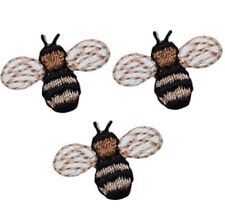 Mini Bumblebee Applique Patch - Bee, Insect, Bug Badge 3/4" (3-Pack, Iron on)