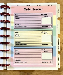 Order Tracker Slips Dashboard Insert 4 use with Classic HAPPY Planner - - Bild 1 von 3